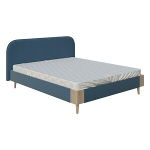 Modrá dvoulůžková postel ProSpánek Lagom Plain Soft, 140 x 200 cm
