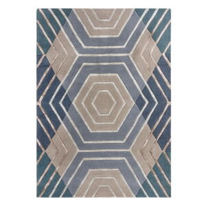 Modrý vlněný koberec Flair Rugs Harlow, 160 x 230 cm