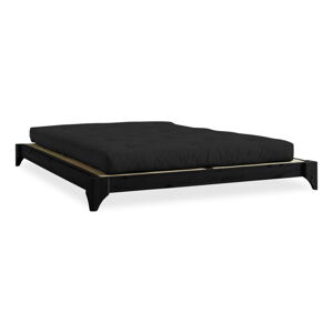 Dvoulůžková postel z borovicového dřeva s matrací a tatami Karup Design Elan Comfort Mat Black/Black, 140 x 200 cm
