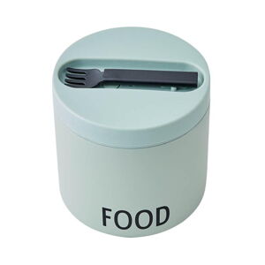 Zelený svačinový termo box s lžící Design Letters Food, výška 11,4 cm