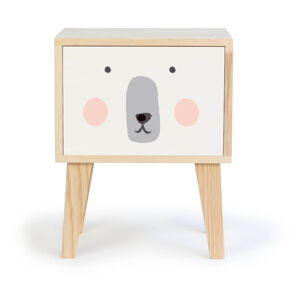 Dětský noční stolek z borovicového dřeva The Wild Hug Polar Bear