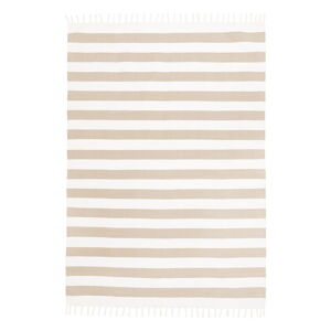 Béžovo-šedý ručně tkaný bavlněný koberec Westwing Collection Blocker, 70 x 140 cm