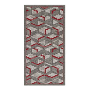 Šedo-červený běhoun Floorita Hypnotik, 55 x 115 cm