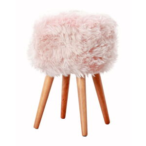 Stolička s růžovým sedákem z ovčí kožešiny Native Natural, ⌀ 30 cm