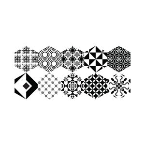 Sada 10 samolepek na podlahu Ambiance Floor Stickers Hexagons Nemesio, 40 x 90 cm