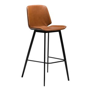 Koňakově hnědá barová židle z imitace kůže DAN–FORM Denmark Swing, výška 105 cm