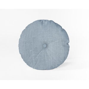 Světle modrý polštář Linen Couture Cojin Redondo Light Blue, ⌀ 45 cm