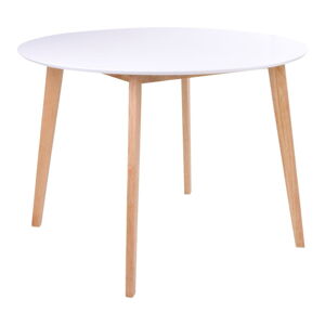 Jídelní stůl s kulatou bílou deskou loomi.design Vojens, ⌀ 105cm