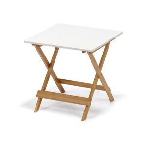 Bílý sklápěcí stolek s bambusovými nohami loomi.design Lora