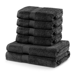 Set 2 bavlněných tmavě šedých osušek a 4 ručníků DecoKing Marina
