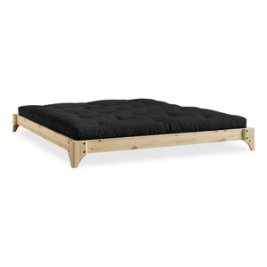Dvoulůžková postel z borovicového dřeva s matrací Karup Design Elan Double Latex Natural Clear/Black, 180 x 200 cm