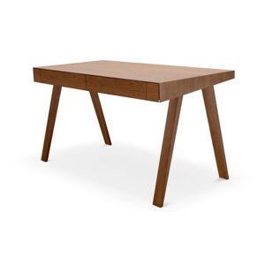 Hnědý psací stůl s nohami z jasanového dřeva EMKO 4.9, 140 x 70 cm