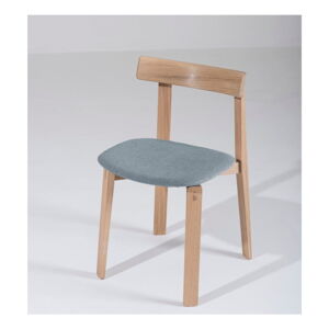 Jídelní židle z masivního dubového dřeva s modrošedým sedákem Gazzda Nora