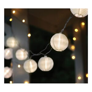 Bílý světelný LED řetěz s lampiony vhodný do exteriéru Star Trading Festival, 10 světýlek