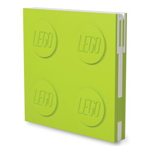 Světle zelený čtvercový zápisník s gelovým perem LEGO®, 15,9 x 15,9 cm