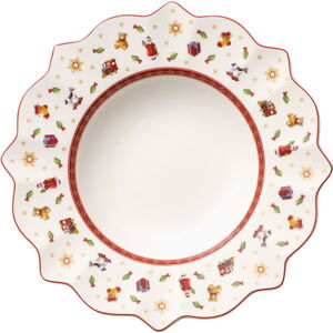 Bílo-červený hluboký porcelánový vánoční talíř Toy's Delight Villeroy&Boch, ø 26 cm
