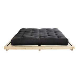 Dvoulůžková postel z borovicového dřeva s matrací a tatami Karup Design Dock Comfort Mat Natural Clear/Black, 140 x 200 cm