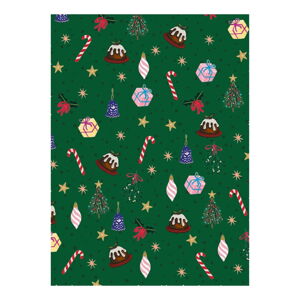 5 archů zeleného balícího papíru eleanor stuart Christmas Fun, 50 x 70 cm