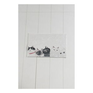 Bílo-šedá koupelnová předložka Lismo Cats, 60 x 40 cm