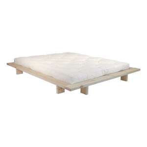 Dvoulůžková postel z borovicového dřeva s matrací Karup Design Japan Double Latex Raw/Natural, 160 x 200 cm