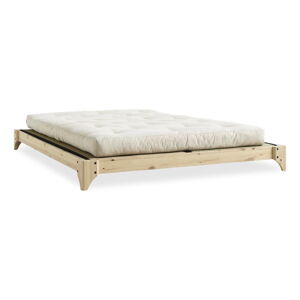 Dvoulůžková postel z borovicového dřeva s matrací a tatami Karup Design Elan Double Latex Natural Clear/Natural, 140 x 200 cm
