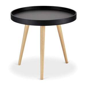 Černý odkládací stolek s nohami z bukového dřeva Furnhouse Opus, Ø 50 cm