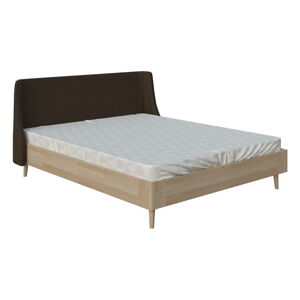 Hnědá dvoulůžková postel ProSpánek Lagom Side Wood, 160 x 200 cm
