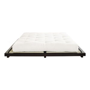 Dvoulůžková postel z borovicového dřeva s matrací a tatami Karup Design Dock Comfort Mat Black/Natural, 160 x 200 cm