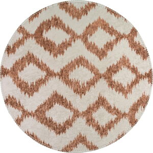 Bílo-oranžový pratelný kulatý koberec ø 100 cm – Vitaus