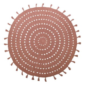 Hnědý bavlněný ručně vyrobený koberec Nattiot Nila, ø 120 cm