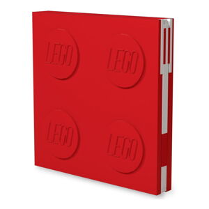 Červený čtvercový zápisník s gelovým perem LEGO®, 15,9 x 15,9 cm