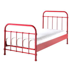 Červená kovová dětská postel Vipack New York, 90 x 200 cm