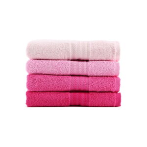 Sada 4 růžových bavlněných ručníků Rainbow, 50 x 90 cm