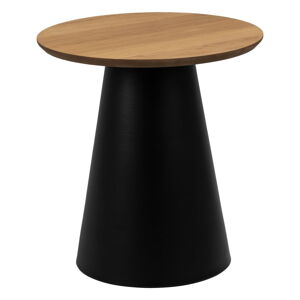 Černo-přírodní kulatý konferenční stolek s deskou v dubovém dekoru ø 45 cm Soli – Actona