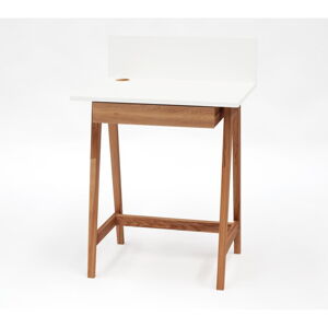Bílý psací stůl s podnožím z jasanového dřeva Ragaba Luka Oak, délka 65 cm