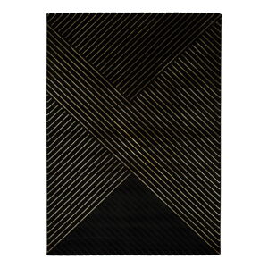 Černý koberec Universal Gold Stripes, 160 x 230 cm