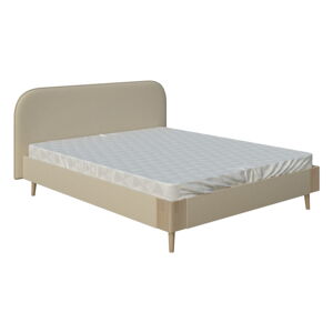 Béžová dvoulůžková postel ProSpánek Lagom Plain Soft, 180 x 200 cm