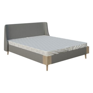 Šedá dvoulůžková postel ProSpánek Lagom Side Soft, 140 x 200 cm