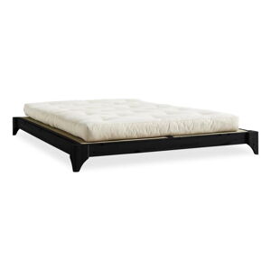 Dvoulůžková postel z borovicového dřeva s matrací a tatami Karup Design Elan Double Latex Black/Natural, 140 x 200 cm
