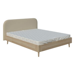 Béžová dvoulůžková postel ProSpánek Lagom Plain Wood, 140 x 200 cm