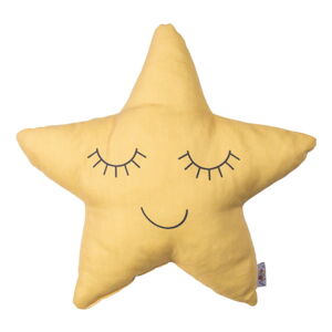 Žlutý dětský polštářek s příměsí bavlny Mike & Co. NEW YORK Pillow Toy Star, 35 x 35 cm