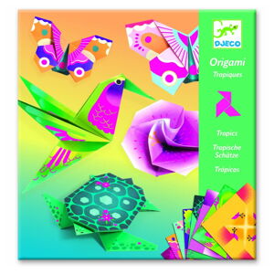 Sada 24 origami papírů s návodem Djeco Neon Tropics