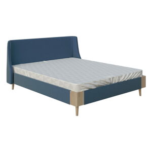 Modrá dvoulůžková postel ProSpánek Lagom Side Soft, 160 x 200 cm