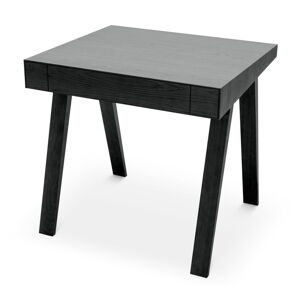 Černý stůl s nohami z jasanového dřeva EMKO 4.9, 80 x 70 cm