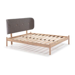 Dřevěná postel s tmavě šedým čelem Marckeric Ellie, 160 x 200 cm
