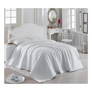 Bílý bavlněný lehký přehoz přes postel Magnona, 200 x 240 cm