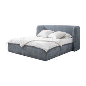 Světle šedá čalouněná dvoulůžková postel s úložným prostorem s roštem 160x200 cm Louise – Bobochic Paris