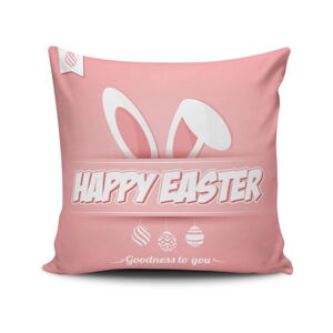 Růžový povlak na polštář Happy Easter, 45 x 45 cm