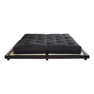 Dvoulůžková postel z borovicového dřeva s matrací Karup Design Dock Double Latex Black/Black, 160 x 200 cm