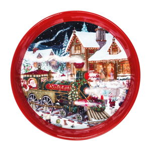 Kulatý červený podnos s vánočním motivem Brandani, ⌀ 38 cm
